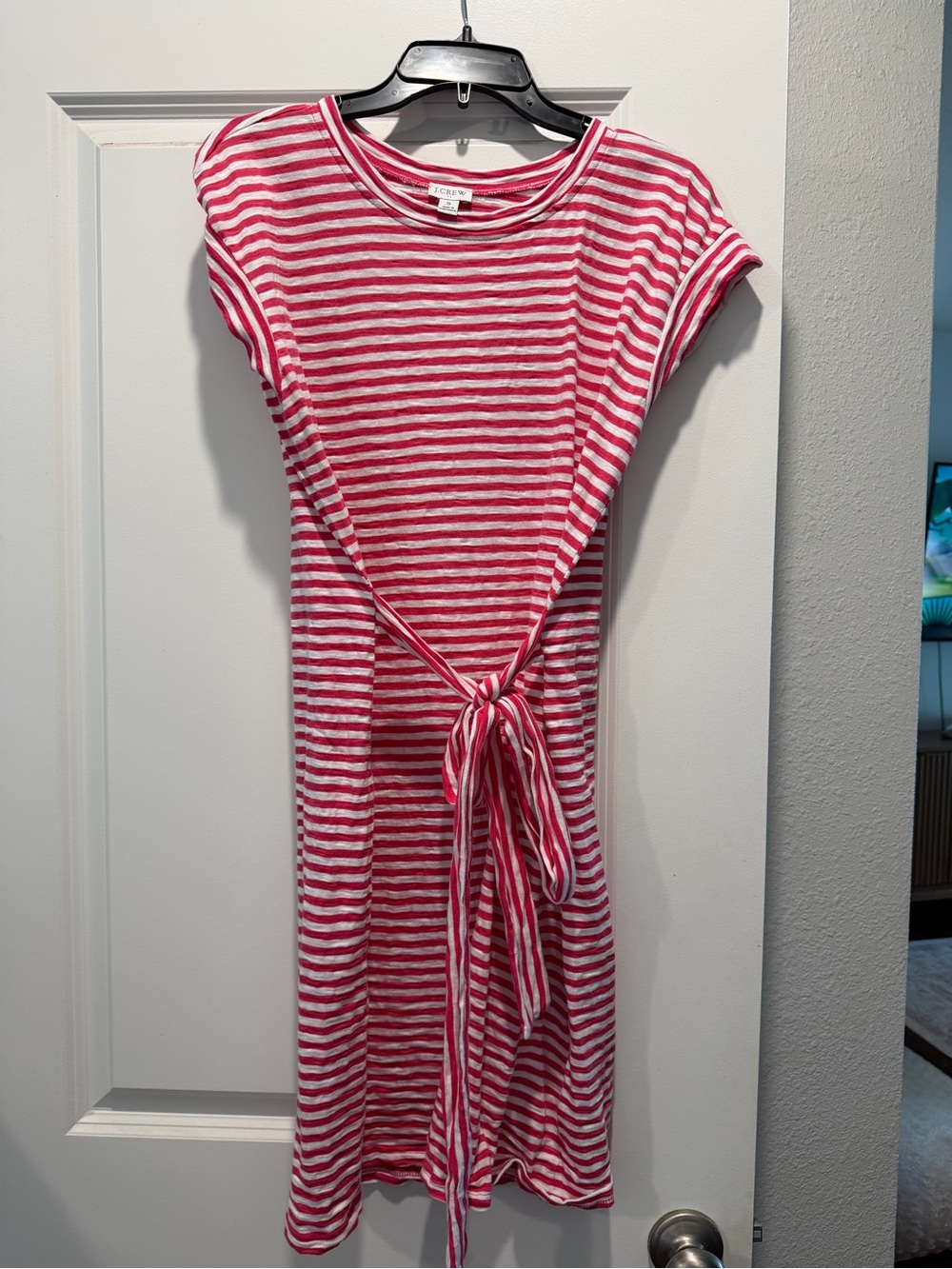 J. Crew Red & White Striped Crewneck Tee